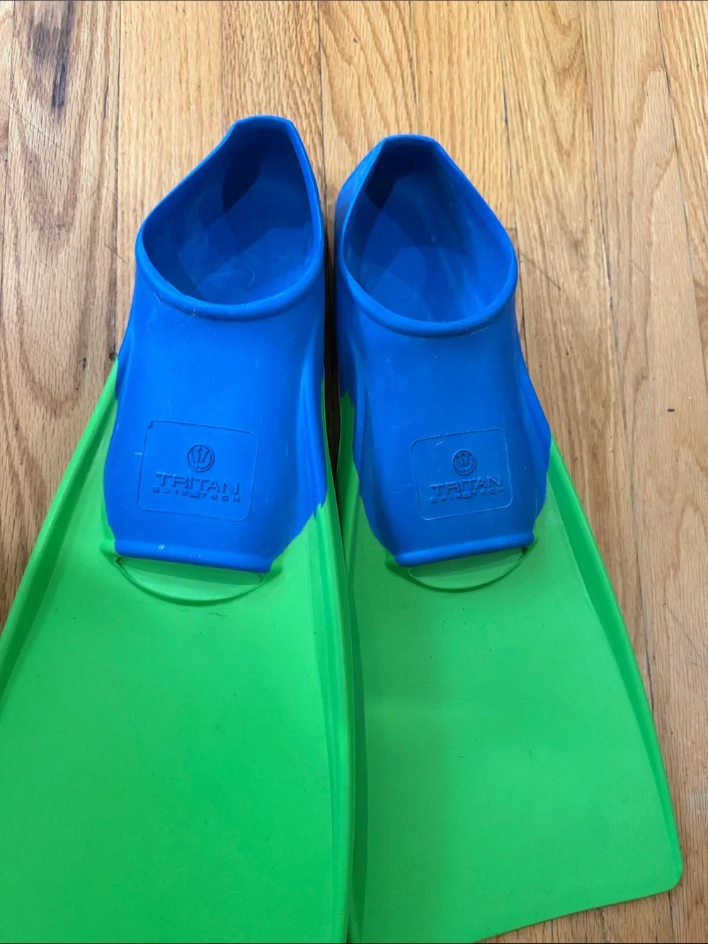 Green and Blue Swim Fins - Comfortable Youth Snorkel Flippers